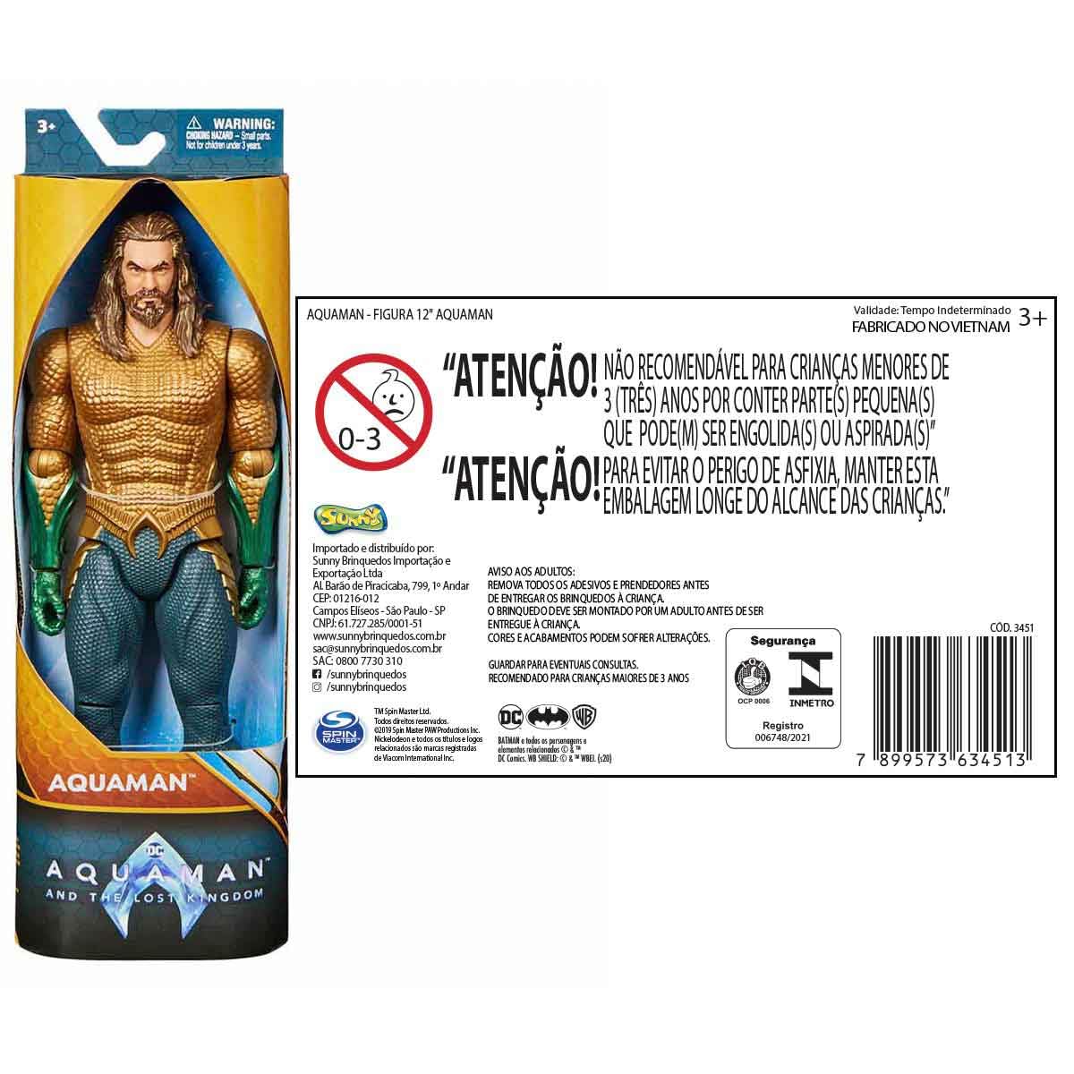 SUNNY, DC, Aquaman, Boneco Aquaman, 30 cm