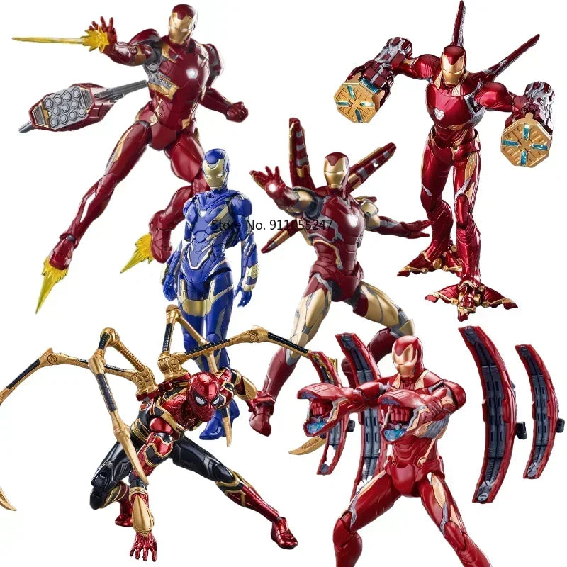 MORSTORM E-Model Marvel Iron Man MK50 49 46 47 43 MK7 Iron SpiderMan Deluxe 1/9 Scale Action Figure Assembled Model Gift Toy
