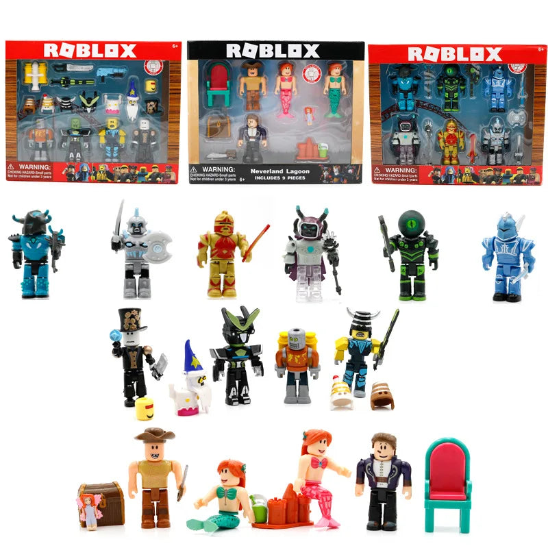 4/PCS Robot Roblox Blocks Figurine Virtual World DynaBlocks Juguetes Doll Game Peripheral Hand Model Decoration Toy Gift
