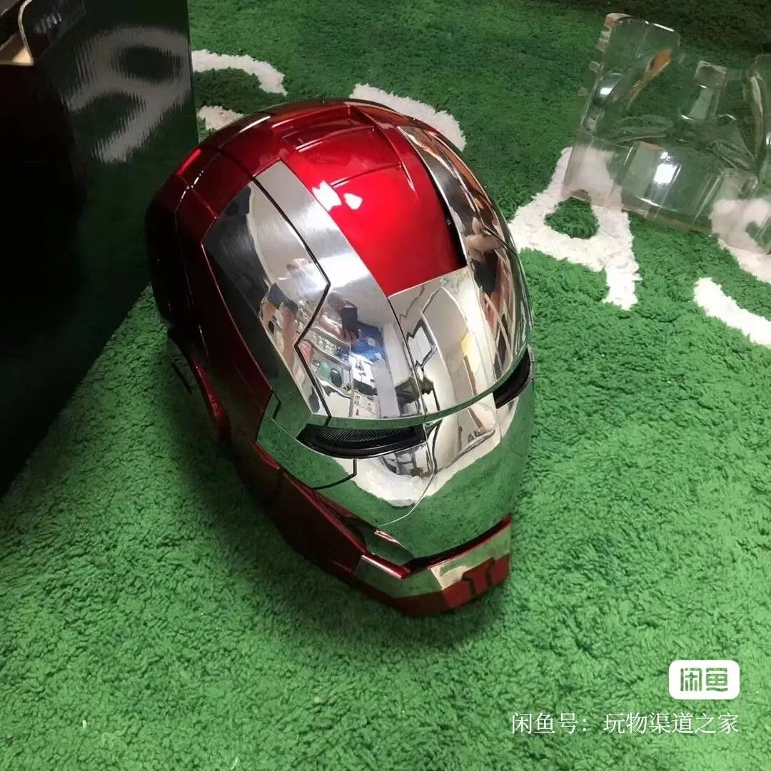 NEW Iron Man Helmet Ironman Autoking 1/1 Mk5 Helmet Remote & Voice Control Cosplay Light Led Iron Man Pvc Action Figure Toys