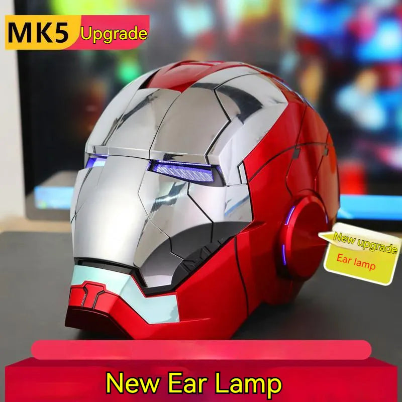 NEW Iron Man Helmet Ironman Autoking 1/1 Mk5 Helmet Remote & Voice Control Cosplay Light Led Iron Man Pvc Action Figure Toys