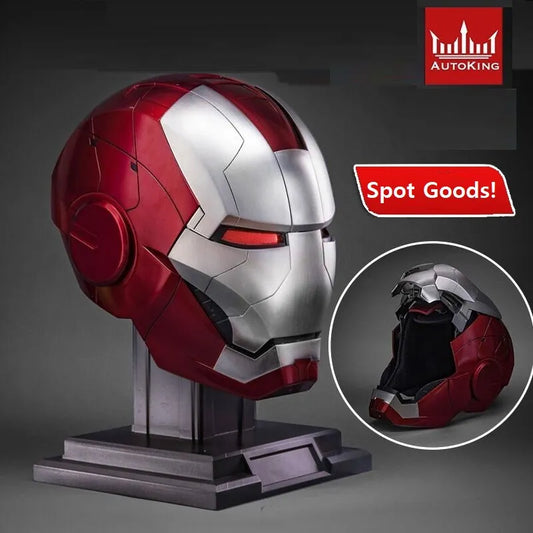NEW Iron Man Helmet Ironman Autoking 1/1 Mk5 Helmet Remote & Voice Control Cosplay Light Led Iron Man Pvc Action Figure Toys