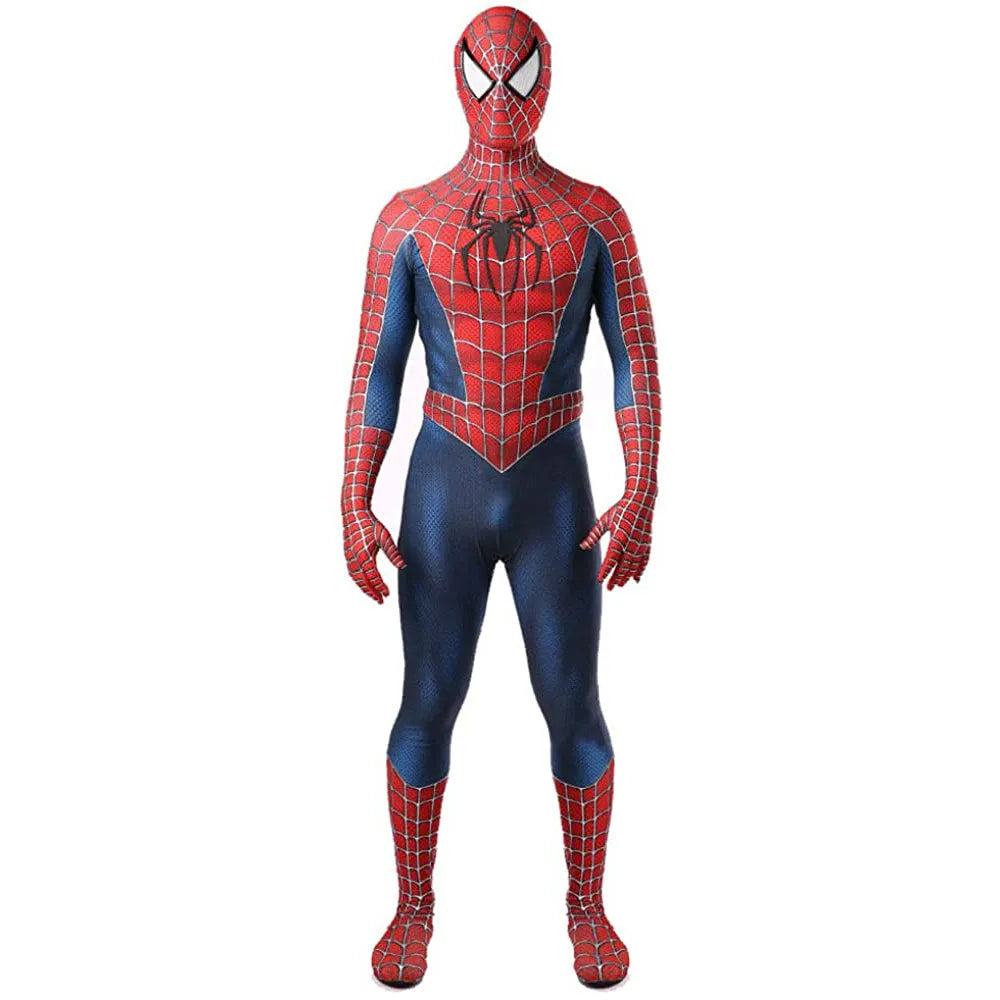 Tobey Maguire Spiderman Costume Black/Red Raimi Spider Man Cosplay Superhero Zentai Suit Halloween Costumes for Adults